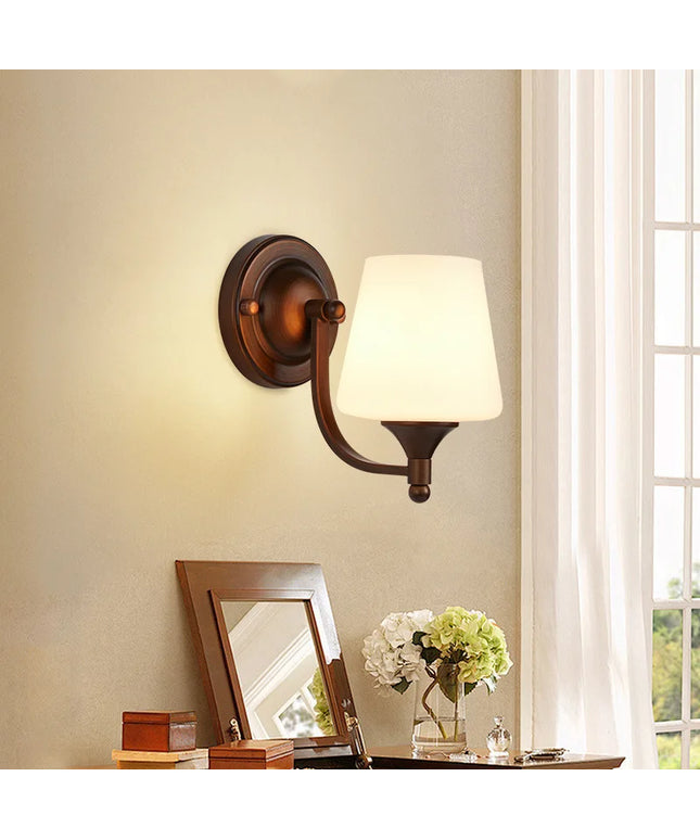 Bathroom Light Lighting with White Frosted Glass Shade