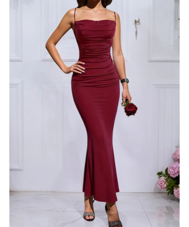 Ruched Cami Dress, Elegant Sleeveless Dress