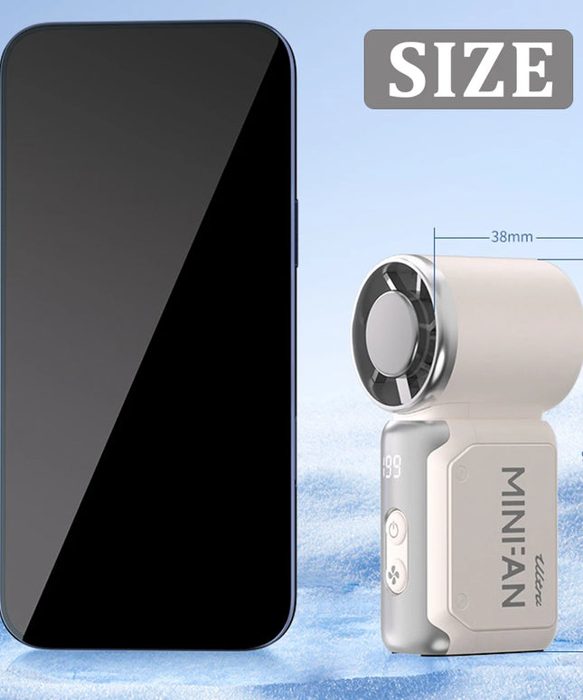 Mini High Speed Handheld Fan 3600mAh LED Display Portable Mini Handheld Turbo Fan