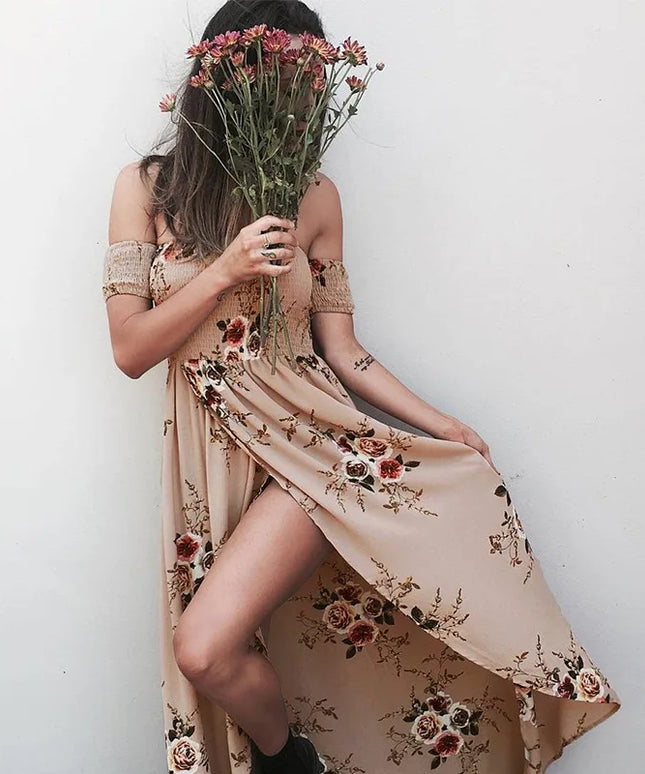 Boho style long dress women Off shoulder