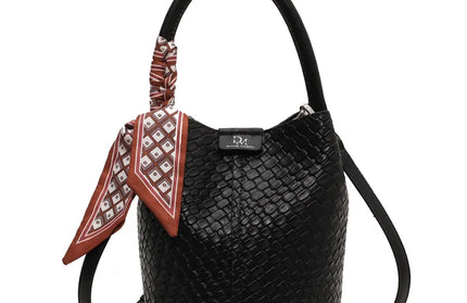Stylish Solid Color Woven Effect Handbag