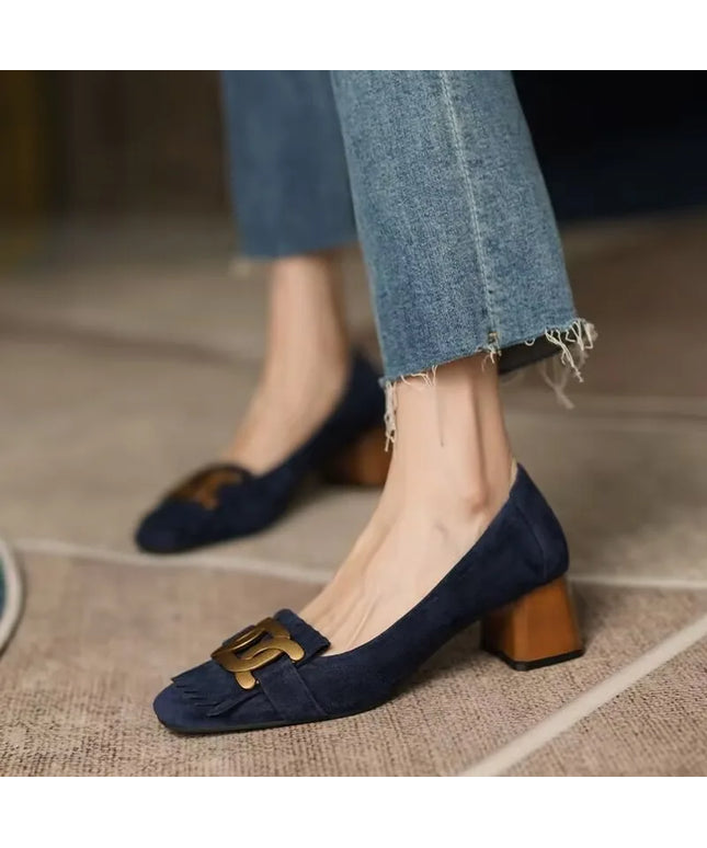 Fashion Retro Women Shoes Thick Heel