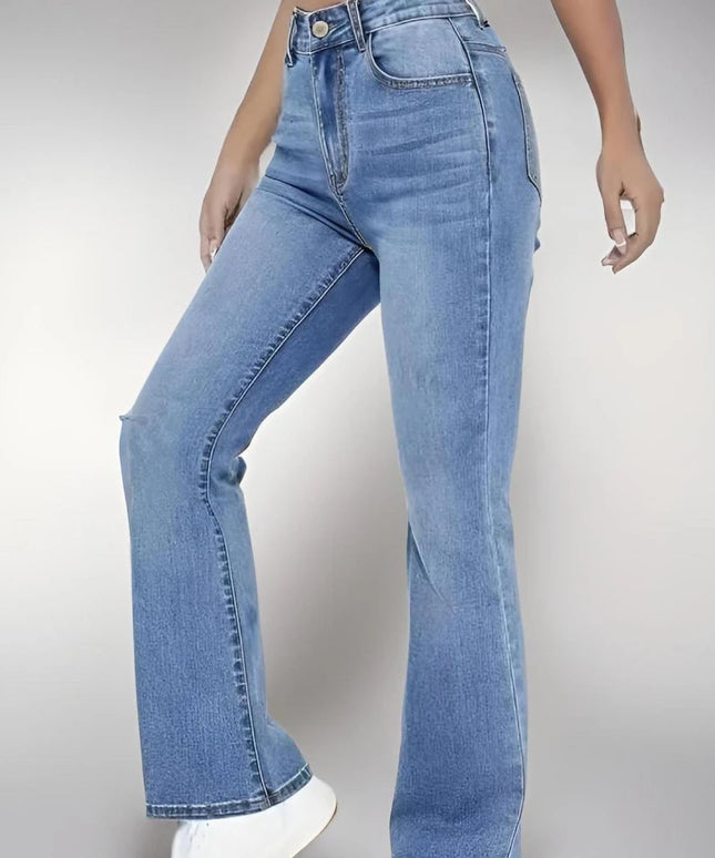 Versatile high waist washed Denim