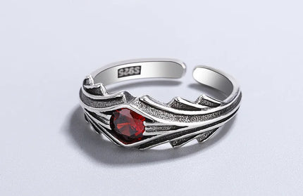 925 Sterling Silver Red Zircon Ring