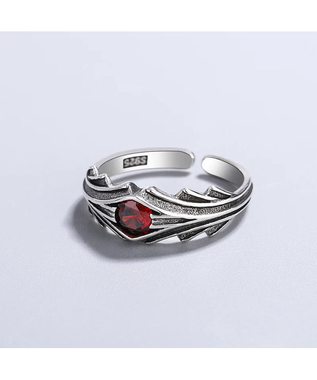 925 Sterling Silver Red Zircon Ring