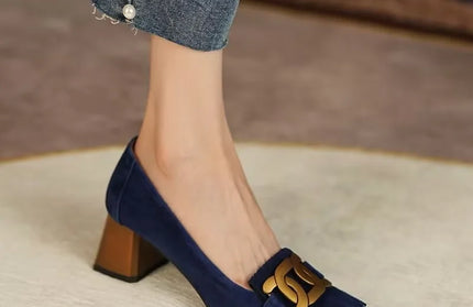 Fashion Retro Women Shoes Thick Heel