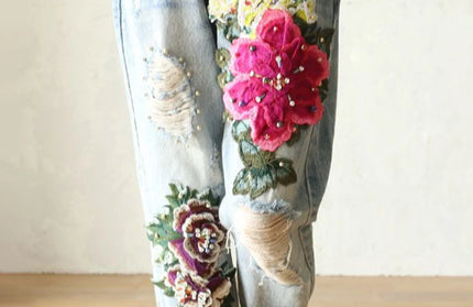 Floral Embroidery Denim
