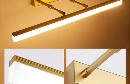 Bathroom Mirror Front Wall Lamp Waterproof Anti-fog Retractable Sconce