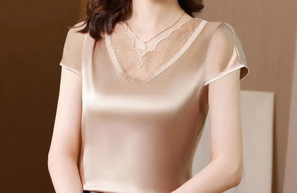 Outerwear Satin Short Sleeve T-shirt