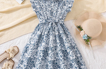 Ruffle Sleeve Belted Shirt Dress