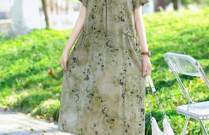 Summer Dresses O-neck Print Long Dress