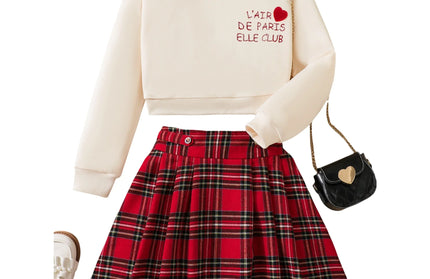 Girls Heart Print Skirt Set