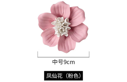 Handmade ceramic flowers wall decor