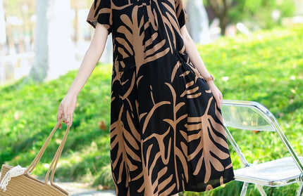 Summer Dresses O-neck Print Long Dress