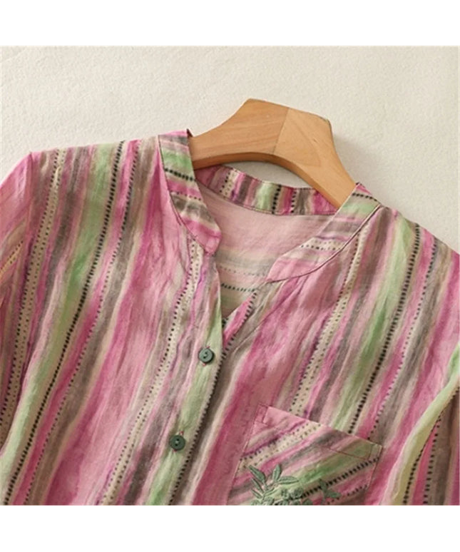 Long Sleeve Striped Blouse