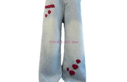 Elastic Waist Embroidery Denim