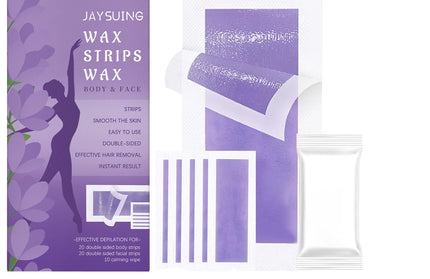 1 Box Of 20 Body Wax Strips * 20 Facial Wax Strips * 10 Wipes