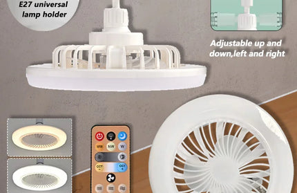 2 In 1 Ceiling Fan Lamps 3 Speeds Adjustable E27 Base Infinitely Dimmable