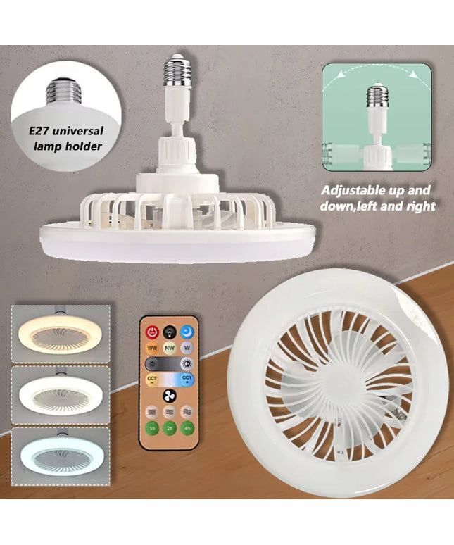 2 In 1 Ceiling Fan Lamps 3 Speeds Adjustable E27 Base Infinitely Dimmable