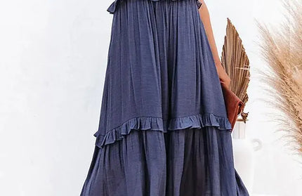 Women Summer Vacation Style Halter Neck Long Dresses Women