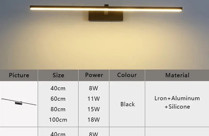 Modern Bathroom 100cm Mirror-front Lamp Led wall Light