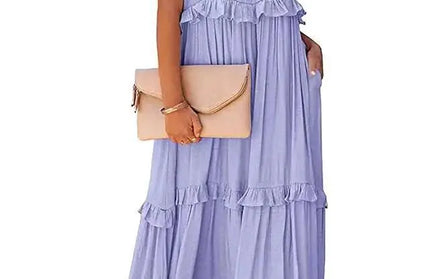 Women Summer Vacation Style Halter Neck Long Dresses Women