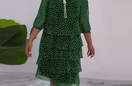 Spring Polka Dot Print Ruffles Cake Dresses