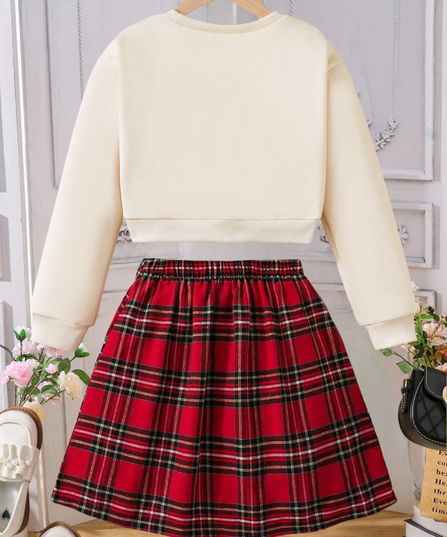 Girls Heart Print Skirt Set