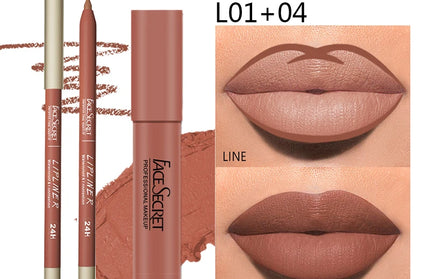 Matte Lipliner & Lipstick Set, Waterproof