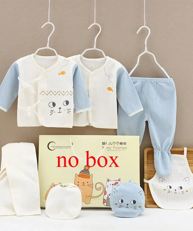 Clothes cartoon long Sleeve Bodysuit+Pants+Hat 7pcs Set