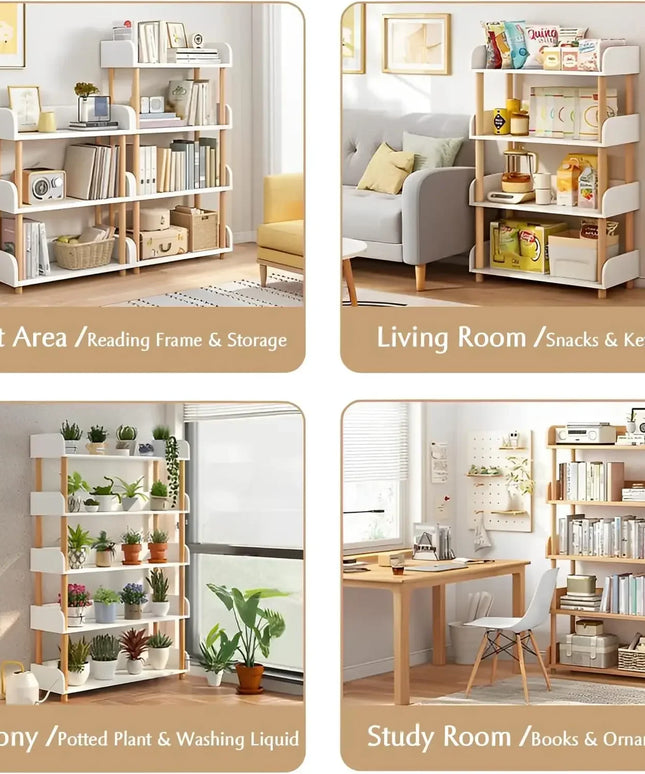 Modern Display Bookshelf with Top Edge and Solid Wood Frame