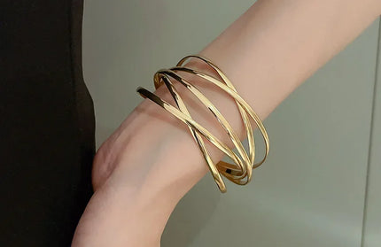 Alloy Round Chain Charms Cuff Bracelet
