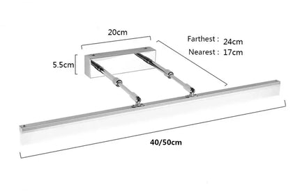 Bathroom Mirror Front Wall Lamp Waterproof Anti-fog Retractable Sconce