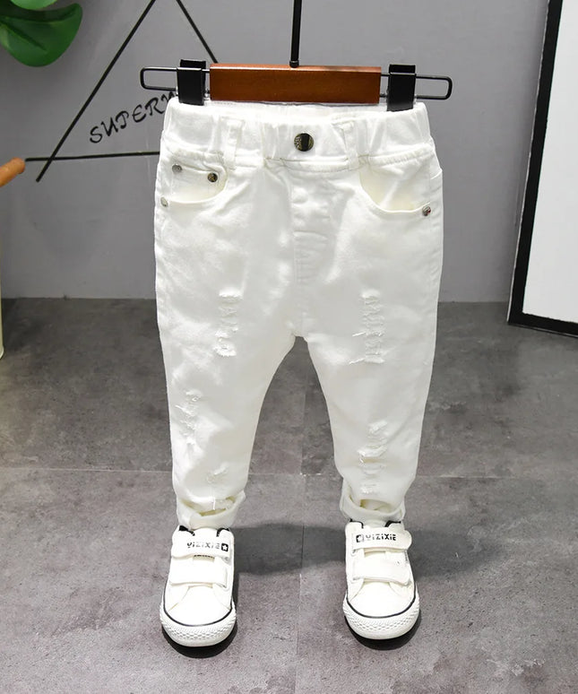 White Broken Caverns Cowboy Trousers