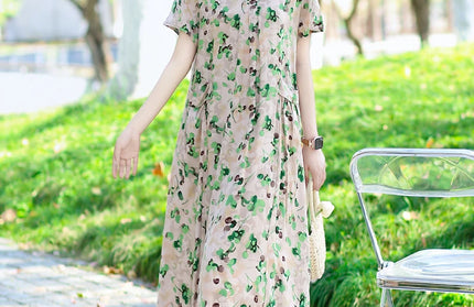 Summer Dresses O-neck Print Long Dress