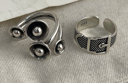925 Sterling Silver Rings Adjustable Simple