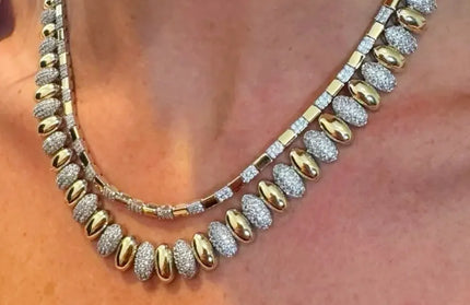 Iced Out Snake Chain Herringbone Necklace