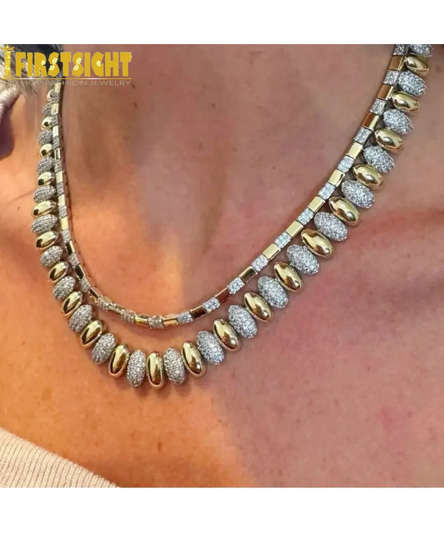 Iced Out Snake Chain Herringbone Necklace