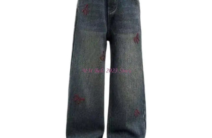 Elastic Waist Embroidery Denim