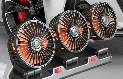 Car Fan 360° Adjustable 3 Head Air Fan Automotive Electric Fan USB/12V/24V Fan 2 Speeds Car Silent Fan For Home Desk Office&Car