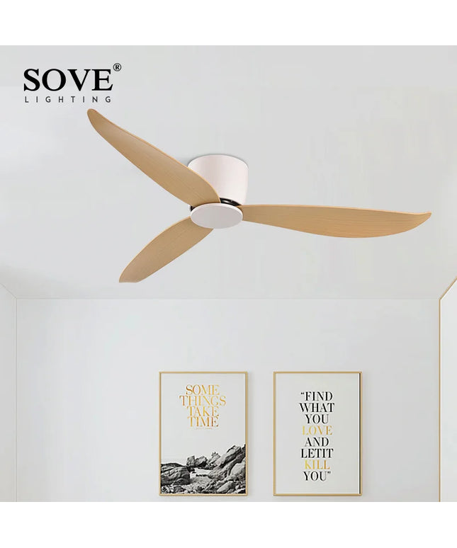 SOVE Ceiling Fan White Low Floor 17cm DC Ceiling Fan With Remote Control