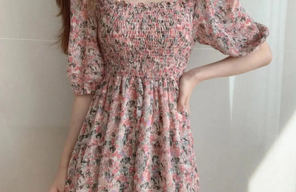 Floral Woman Dress Open Back Backless
