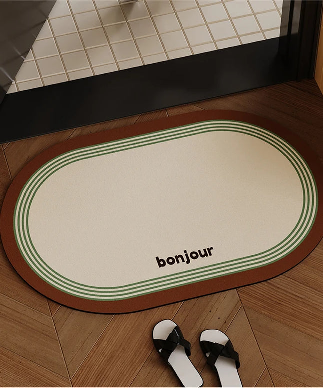 Bathroom mat with quick drying water absorption