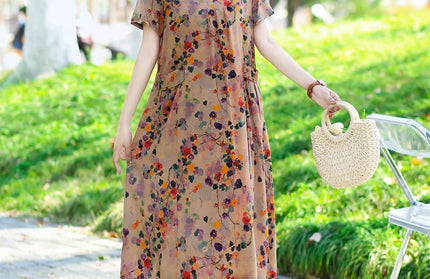 Summer Dresses O-neck Print Long Dress
