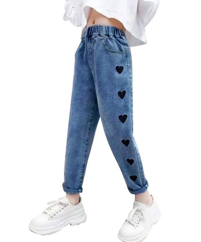 Girls Heart Embroidered Jean