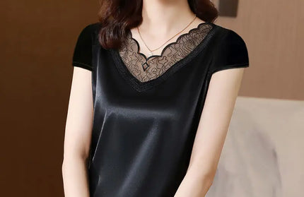 Outerwear Satin Short Sleeve T-shirt