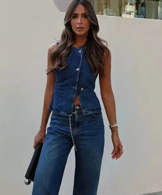 Denim Vest Top Ladies Casual
