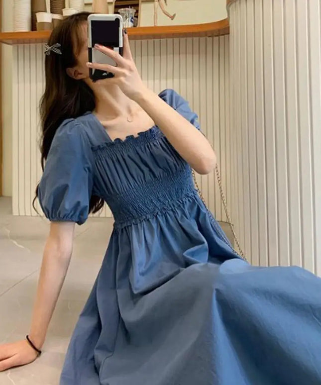 Puff Sleeves Midi Dress Summer