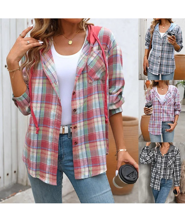 Loose Plaid Pockets Casual Shirts