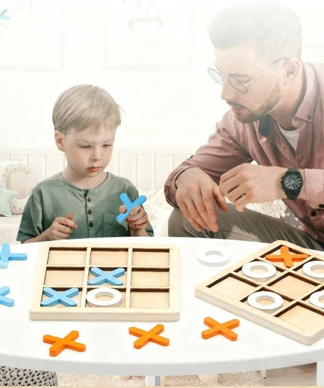 Solid Wooden Tic Tac Toe Board Game